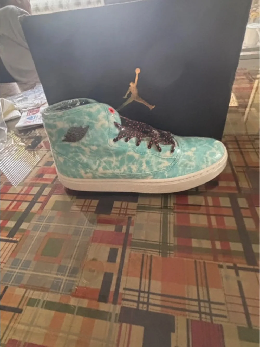 Jordan Turquoise & White High-Top Sneakers